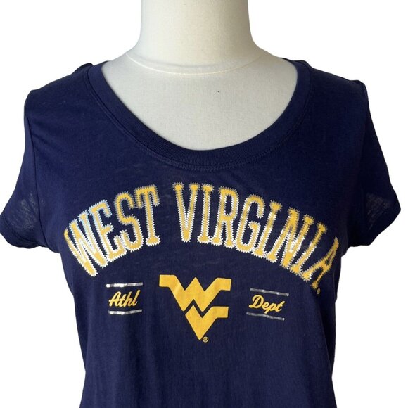 ProEdge West Virginia University Tshirt Womens Medium Blue Yellow WVU New - Picture 3 of 10